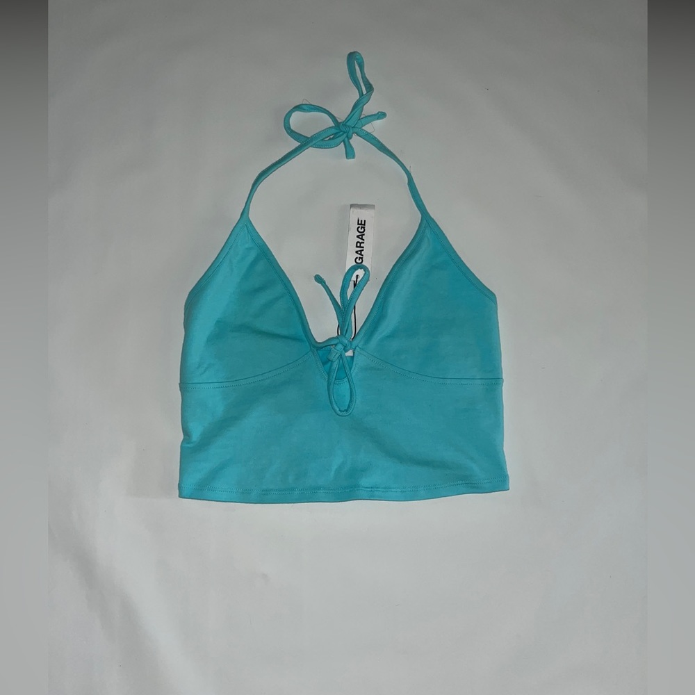 Garage blue keyhole key hole halter tank top NWT!